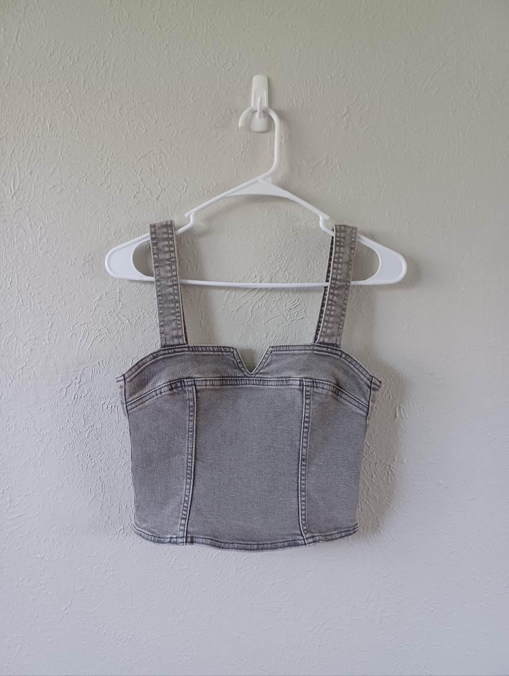 H&M Gray Denim Corset-Style Crop Top